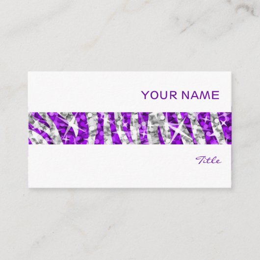 Glitz Zebra Paarse streep visitekaartje wit (Voorkant)