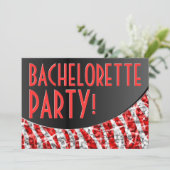 Glitz Zebra Rode zwarte kromme Bachelorette Kaart (Staand voorkant)