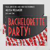 Glitz Zebra Rode zwarte kromme Bachelorette Kaart (Voorkant / Achterkant)
