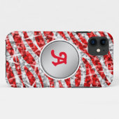 Glitz Zebra Rood monogram iPhone "zilver" Case-Mate iPhone Case (Achterkant (horizontaal))