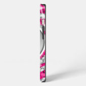 Glitz Zebra Roze afdruk monogram zilver iPhone Hoesje (Linkerkant)