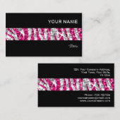 Glitz Zebra Roze band visitekaartje zwart (Voorkant / Achterkant)