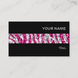 Glitz Zebra Roze band visitekaartje zwart
