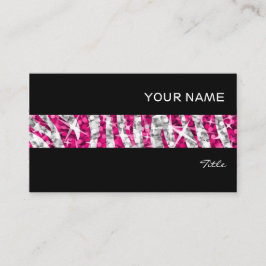 Glitz Zebra Roze band visitekaartje zwart