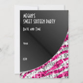 Glitz Zebra Roze curve "Sweet 16" uitnodiging (Achterkant)