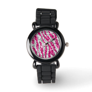 Glitz Zebra Roze drukhorloge Horloge