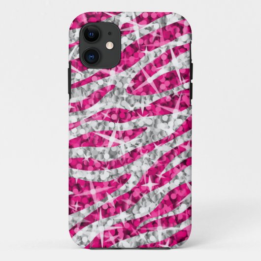 Glitz Zebra Roze iPhone hoesje (horizontaal) (Achterkant)