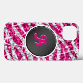 Glitz Zebra Roze monogram zwart Case-Mate iPhone Case (Achterkant (horizontaal))