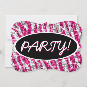Glitz Zebra Roze 'Party!' zwarte ovaal steun Kaart