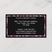 Glitz Zebra Roze rechthoek visitekaartje zwart (Achterkant)