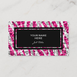 Glitz Zebra Roze rechthoek visitekaartje zwart