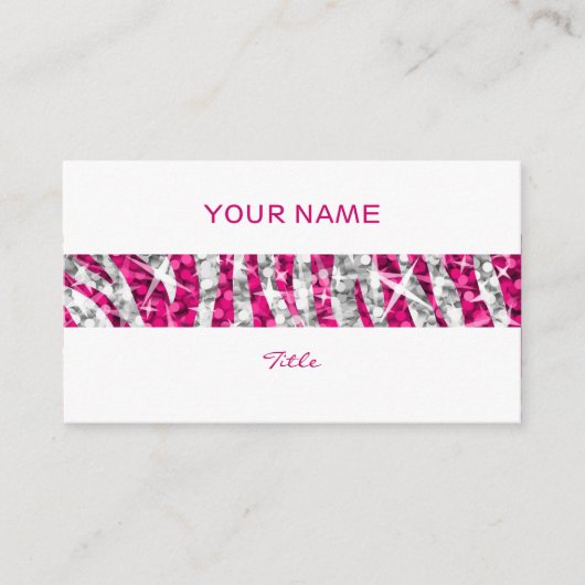 Glitz Zebra Roze streep terug Visitekaartje (Voorkant)