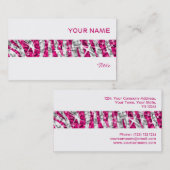 Glitz Zebra Roze stripe visitekaartje wit (Voorkant / Achterkant)