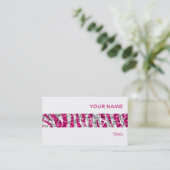 Glitz Zebra Roze stripe visitekaartje wit (Staand voorkant)