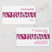 Glitz Zebra Roze stripe visitekaartje wit (Voorkant / Achterkant)