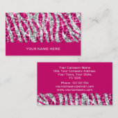 Glitz Zebra Roze visitekaartje roze (Voorkant / Achterkant)