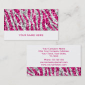 Glitz Zebra Roze visitekaartje wit (Voorkant / Achterkant)