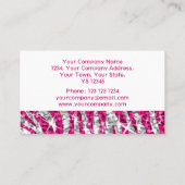 Glitz Zebra Roze visitekaartje wit (Achterkant)