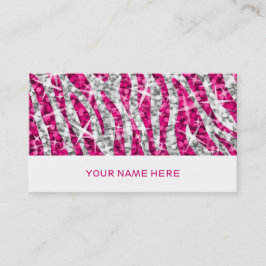Glitz Zebra Roze visitekaartje wit