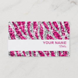 Glitz Zebra Roze visitekaartje witte streep