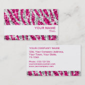 Glitz Zebra Roze visitekaartje witte streep (Voorkant / Achterkant)