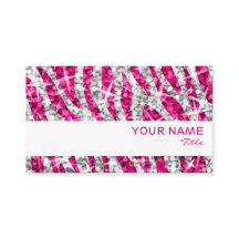 Glitz Zebra Roze visitekaartje witte streep