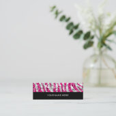 Glitz Zebra Roze visitekaartje zwart (Staand voorkant)
