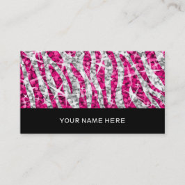 Glitz Zebra Roze visitekaartje zwart