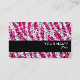 Glitz Zebra Roze visitekaartje zwarte streep