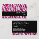 Glitz Zebra Roze visitekaartje zwarte streep (Voorkant / Achterkant)