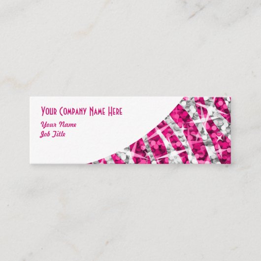 Glitz Zebra Roze witte kromme skinny Mini Visitekaartje (Voorkant)