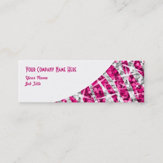 Glitz Zebra Roze witte kromme skinny Mini Visitekaartje (Voorkant)