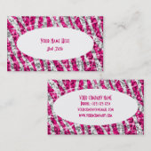 Glitz Zebra Roze witte ovale visitekaartje (Voorkant / Achterkant)