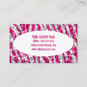 Glitz Zebra Roze witte ovale visitekaartje (Achterkant)