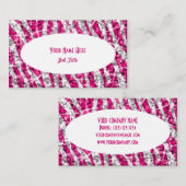 Glitz Zebra Roze witte ovale visitekaartje (Voorkant / Achterkant)