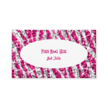 Glitz Zebra Roze witte ovale visitekaartje