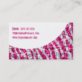 Glitz Zebra Roze witte visitekaartje (Achterkant)