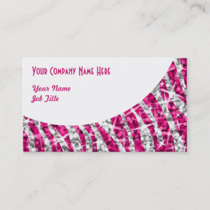 Glitz Zebra Roze witte visitekaartje