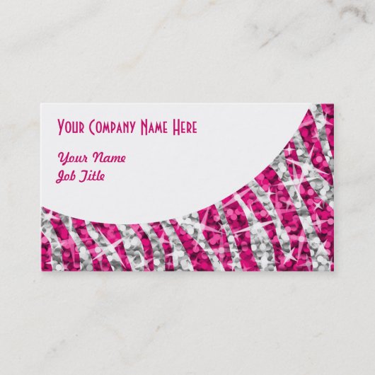 Glitz Zebra Roze witte visitekaartje (Voorkant)