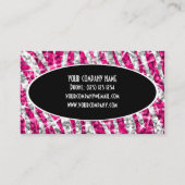 Glitz Zebra Roze zwart ovaal visitekaartje (Achterkant)