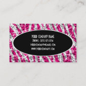 Glitz Zebra Roze zwart ovaal visitekaartje (Achterkant)