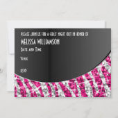 Glitz Zebra Roze zwarte kromme "Bachelorette Party Kaart (Achterkant)