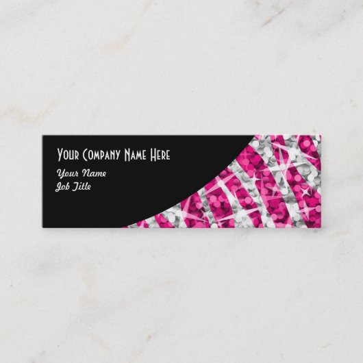 Glitz Zebra roze zwarte munt Mini Visitekaartje (Voorkant)