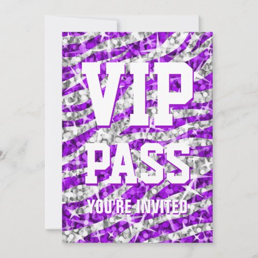 Glitz Zebra "VIP PASS"-uitnodiging Kaart (Voorkant)
