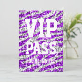 Glitz Zebra "VIP PASS"-uitnodiging Kaart (Staand voorkant)