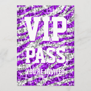 Glitz Zebra "VIP PASS"-uitnodiging Kaart