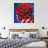 Glitzernde Rote Rose mit Passenden Nägeln Canvas Afdruk (Insitu (Slaapkamer))