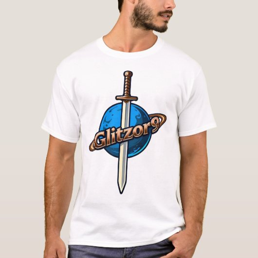 Glitzor9 Crest: Sword & Rings Logo T-Shirt (Voorkant)