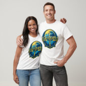 Glitzor9 Skyline Badge — Planeet & Zwaard Embleem T-shirt (Unisex)