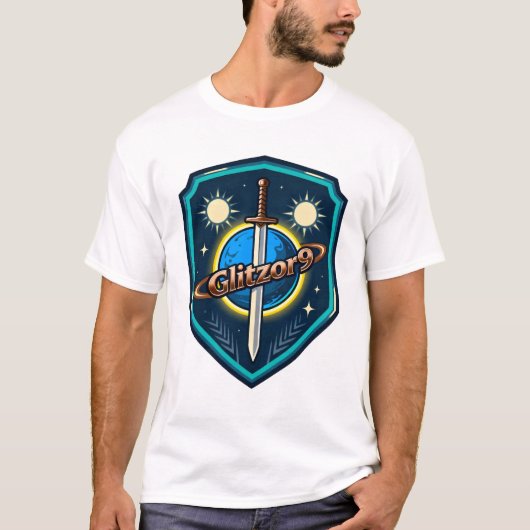 Glitzor9 “Twin Suns Shield” Emblem Tee T-shirt (Voorkant)